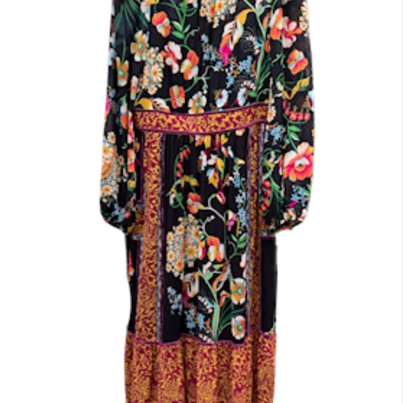 ANTHROPOLOGIE Adair Velvet Trimmed Floral Boho Midi Dress sz 8 US - Picture 11 of 14